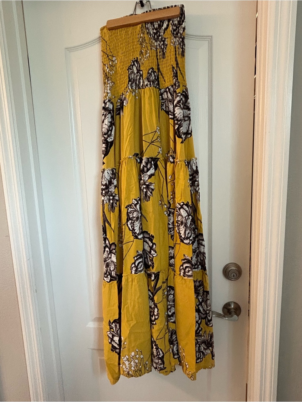 Jaase Yellow Floral Strapless Maxi Dress